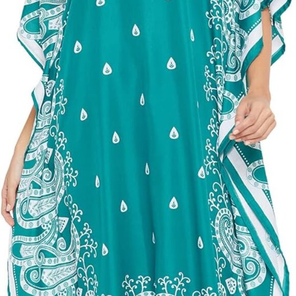 Plus Size Polyester Caftan Dress Maxi Beach Cover Up Boho Summer Wear - Picture 1 of 7